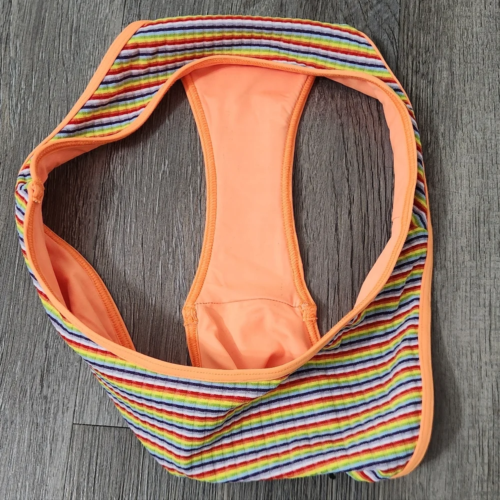 New!Frankies Bikinis Dove Stripe‎ Bikini Bottoms